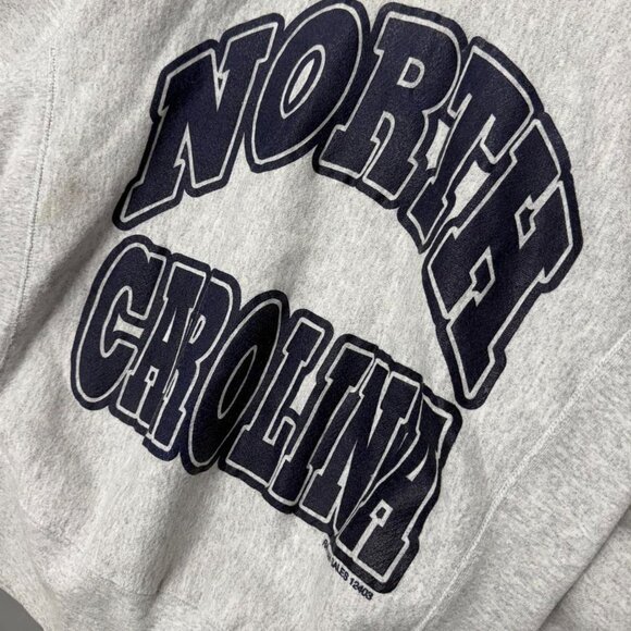 Vintage North Carolina UNC Tar Heels Grey 90s Reverse Weave Sweatshirt Size Larg - Picture 3 of 7